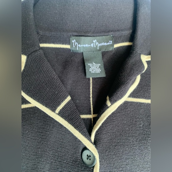 Sweater with collar from MERCER & MADISON black and beige cardigan, large - Picture 2 of 5